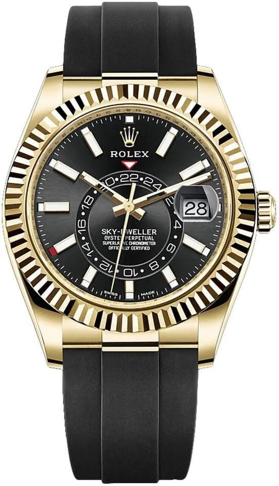Rolex | Sky-Dweller | 326238-0009 | Yellow gold | 42 mm | Rubber | Black | Automatic