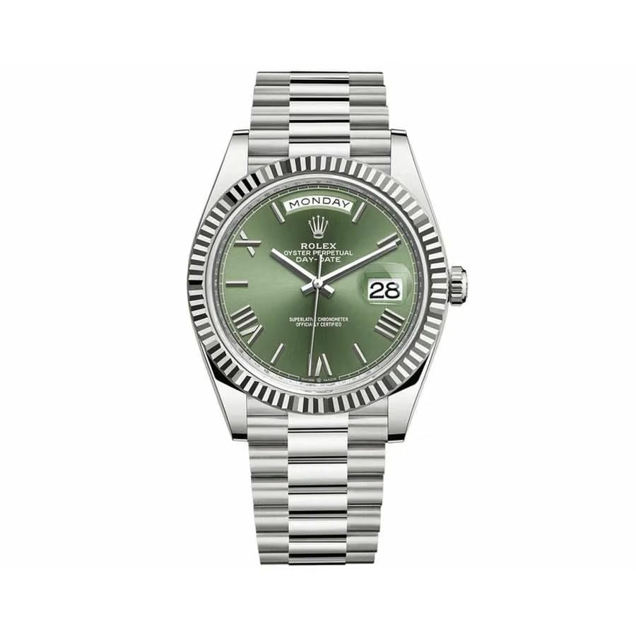 Rolex | Day-Date | 228239-0033 | 40 mm | White gold | Green | Automatic