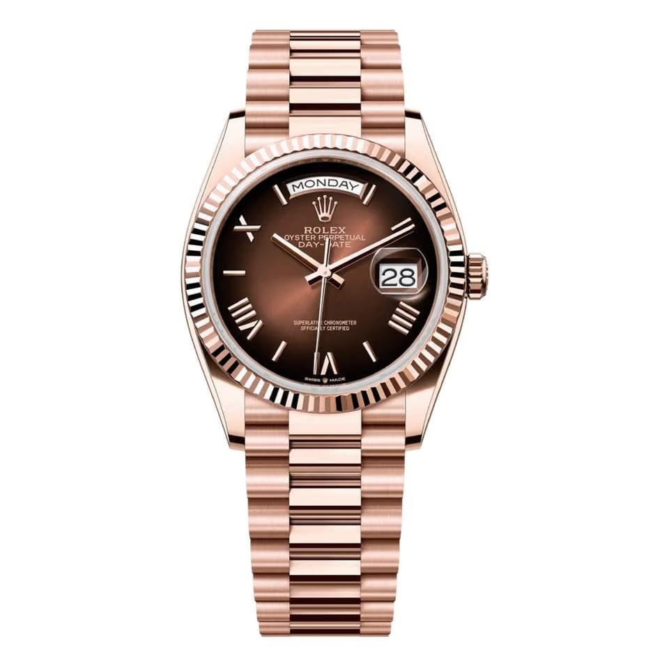 Rolex | Day-Date | 128235-0075 | 36 mm | Rose gold | Brown | Automatic