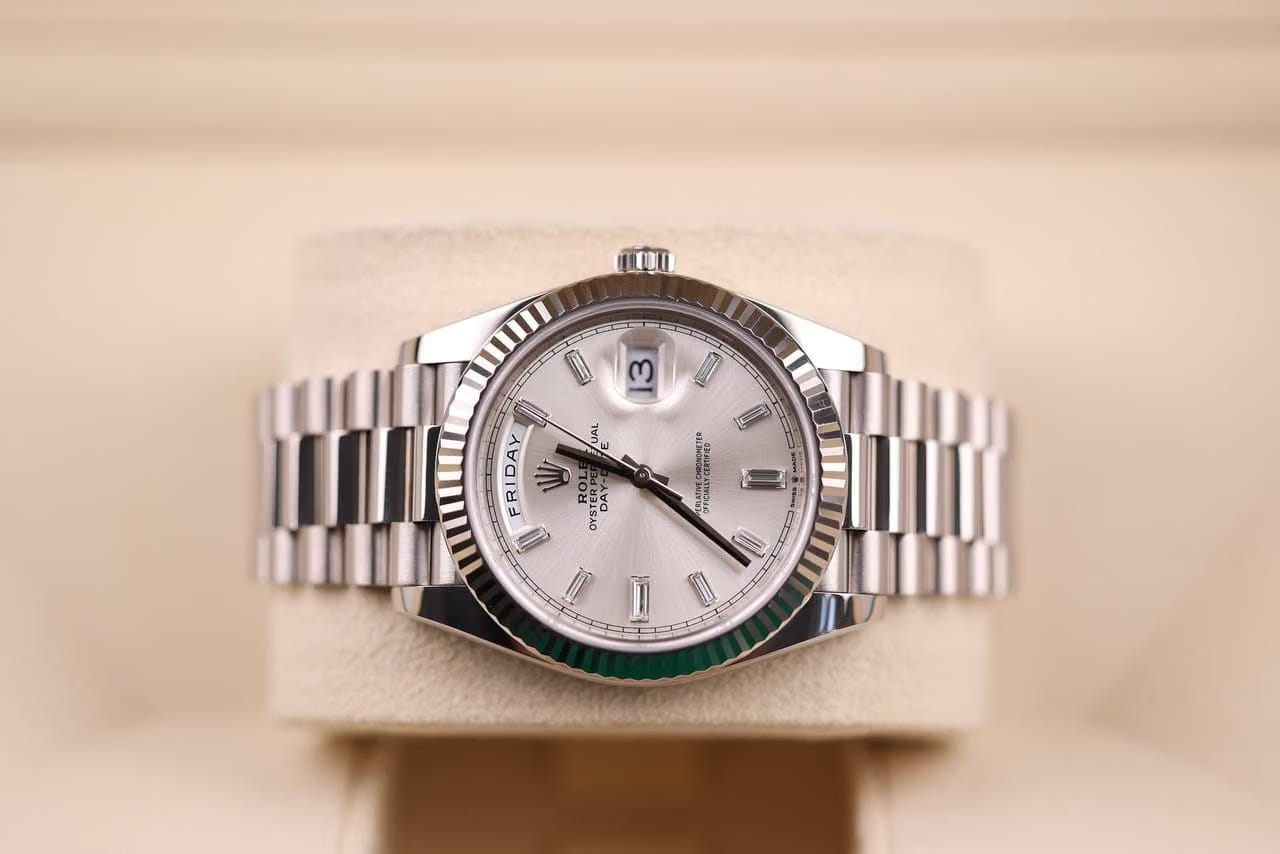 Rolex | Day-Date | 228239 | White gold | 40 mm | White gold | Silver | Automatic