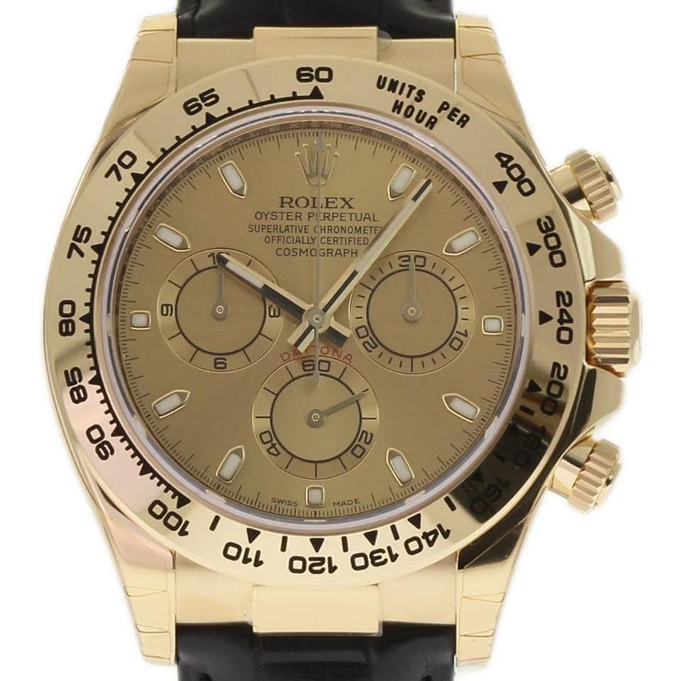 Rolex | Daytona | 116518 | Yellow gold | 40 mm | Leather | Champagne | Automatic