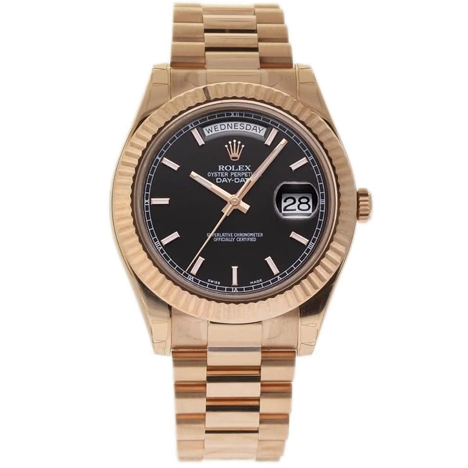 Rolex | Day-Date | 218235 | Rose gold | 41 mm | Rose gold | Black | Automatic