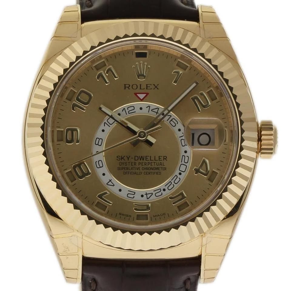 Rolex | Sky-Dweller | 326138 | Yellow gold | 42 mm | Leather | Champagne | Automatic