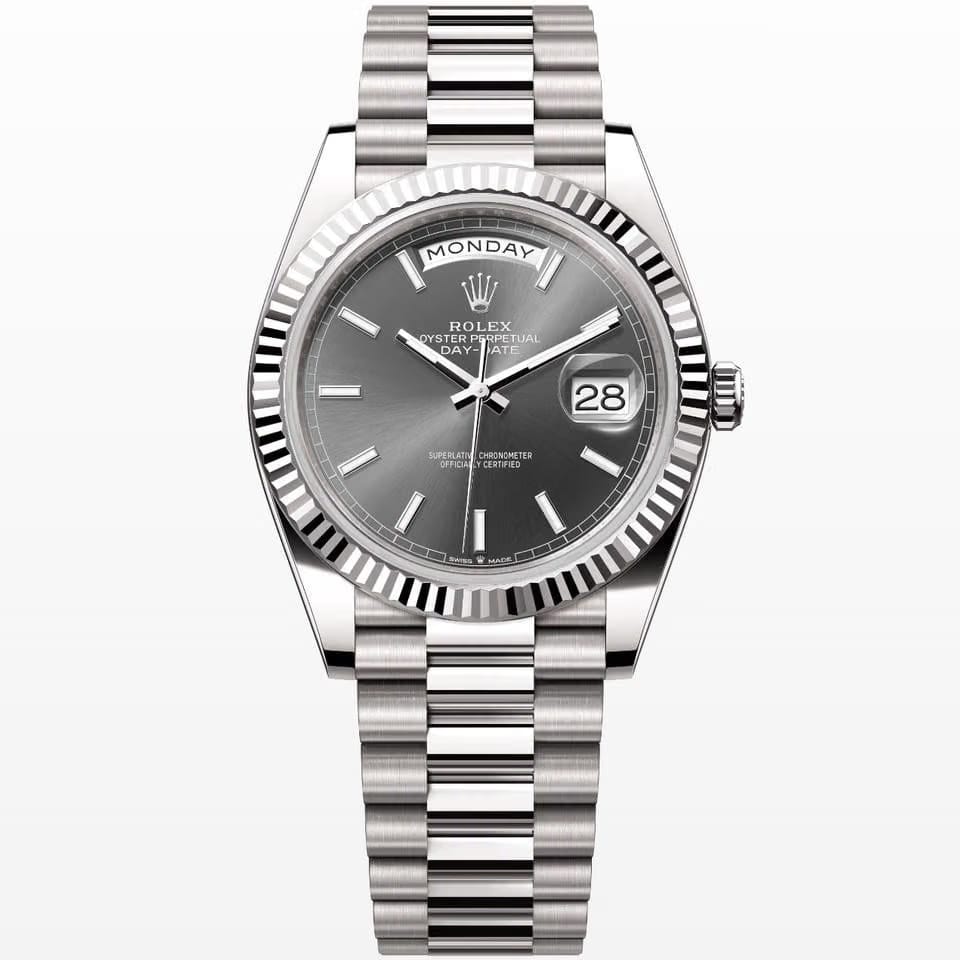 Rolex | Day-Date | 228239 | White gold | 40 mm | White gold | Grey | Automatic