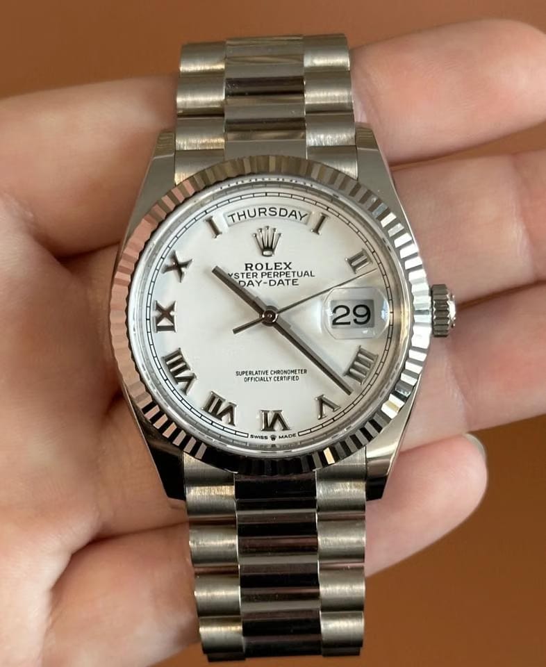 Rolex | Day-Date | 128239 | White gold | 36 x 43 mm | White gold | White | Automatic