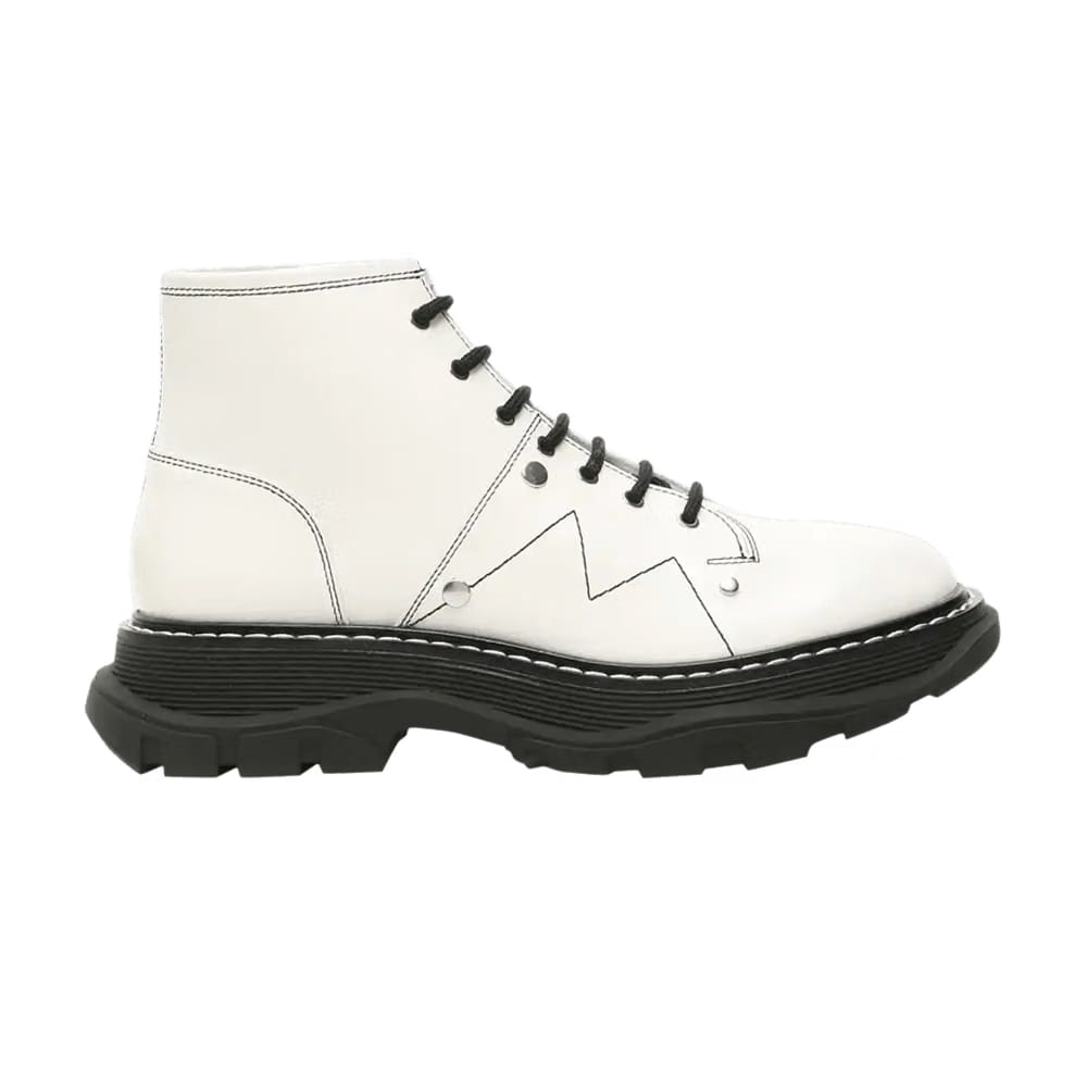 Alexander McQueen Wmns Tread Slick Lace Up Boot 'Ivory Black'
