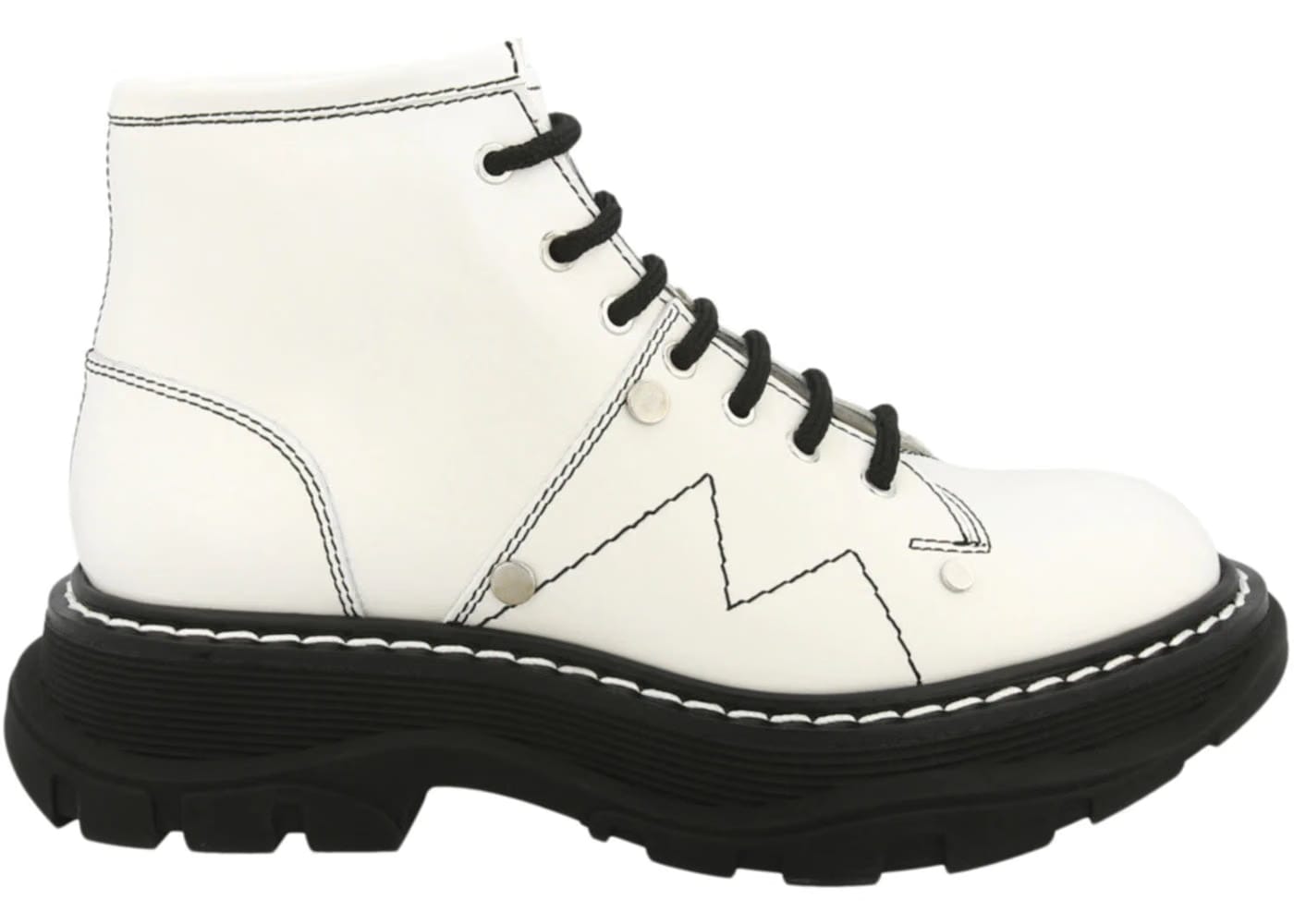 Alexander McQueen Wmns Tread Slick Lace Up Boot 'Ivory Black'