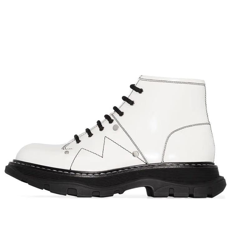 Alexander McQueen Wmns Tread Slick Lace Up Boot 'Ivory Black'