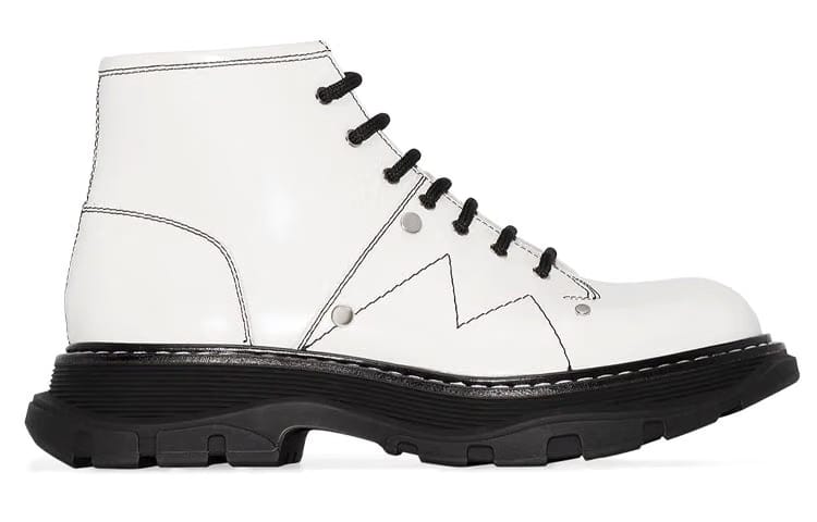 Alexander McQueen Wmns Tread Slick Lace Up Boot 'Ivory Black'