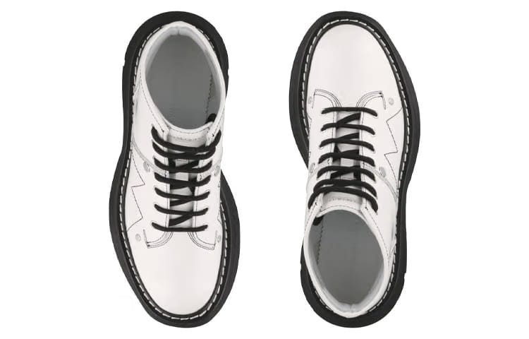 Alexander McQueen Wmns Tread Slick Lace Up Boot 'Ivory Black'