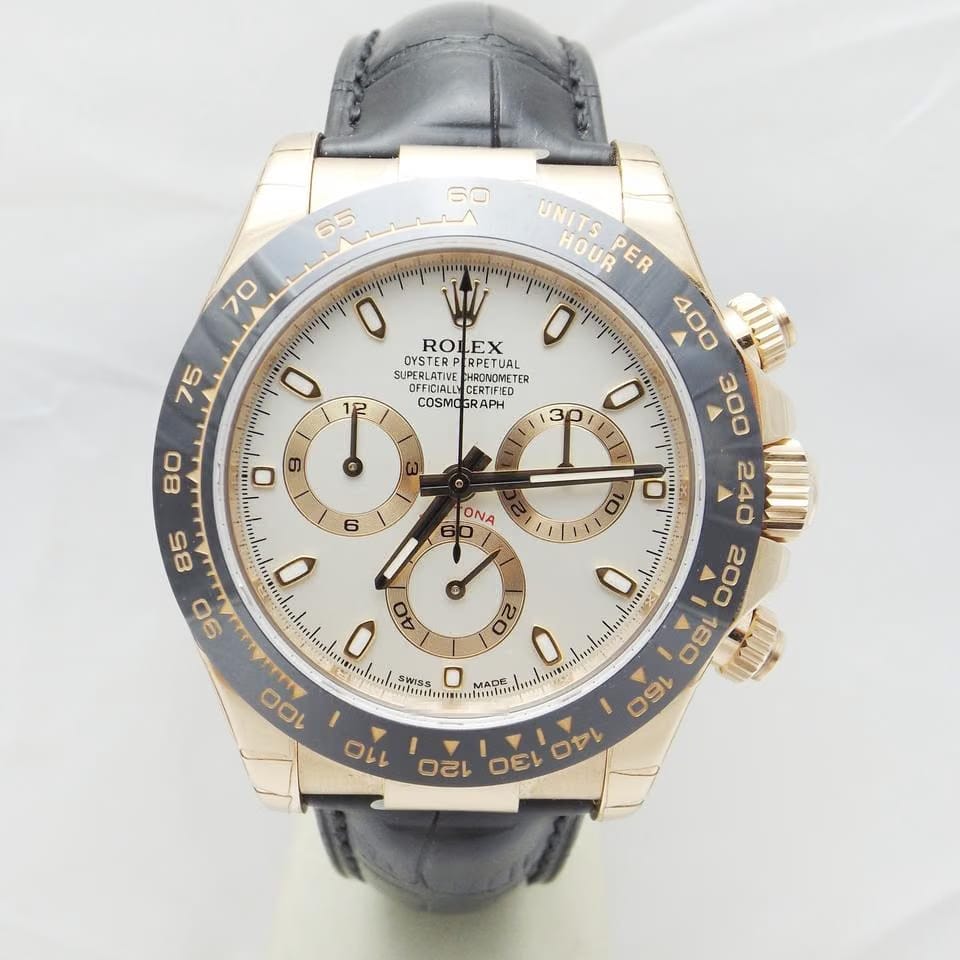 Rolex | Daytona | 116515ln | Rose gold | 40 mm | Leather | White | Automatic