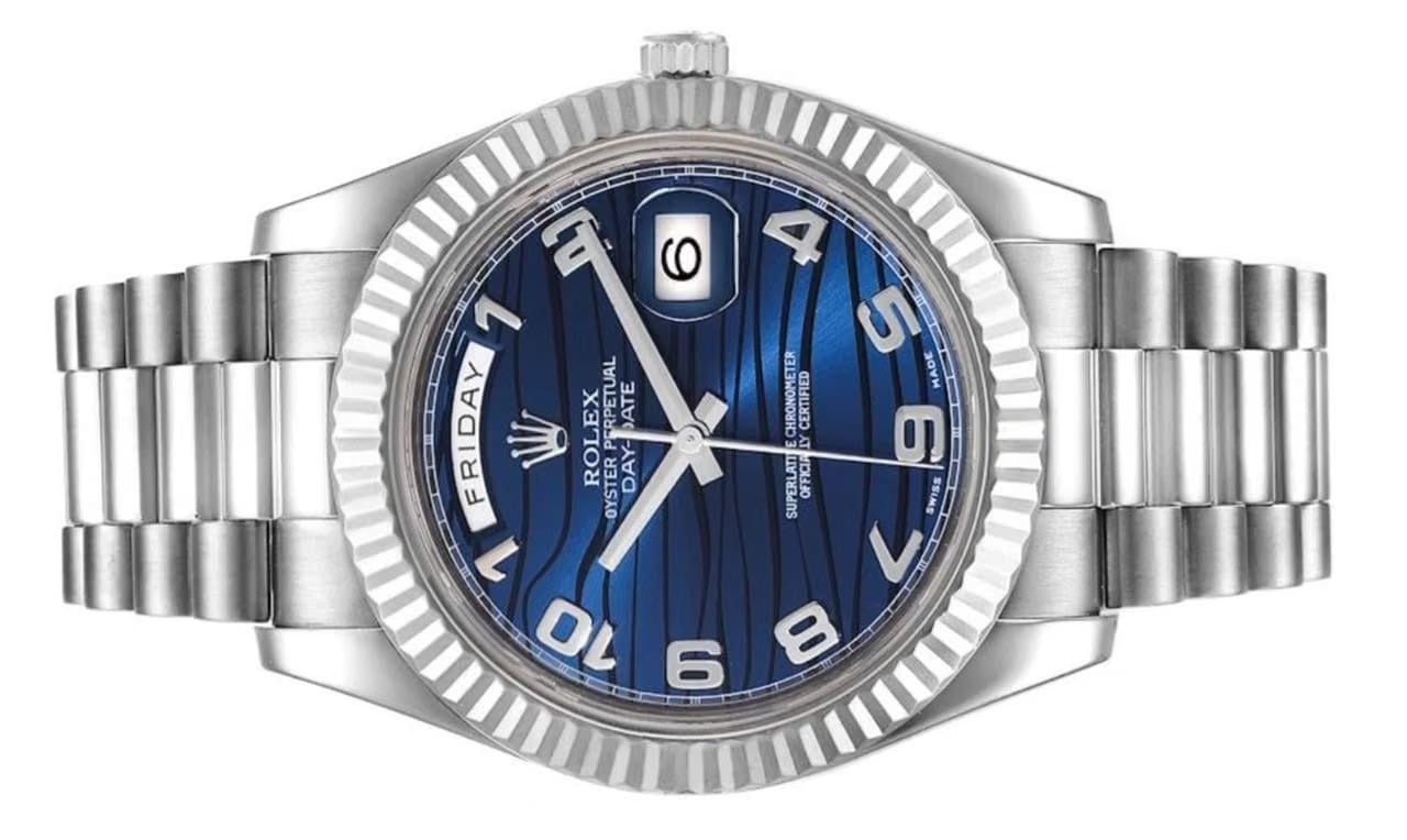 Rolex | Day-Date | 218239 | White gold | 41 mm | White gold | Blue | Automatic