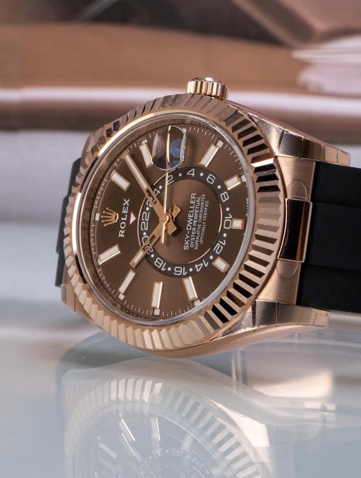Rolex | Sky-Dweller | 336235 | Rose gold | 42 mm | Rubber | Brown | Automatic
