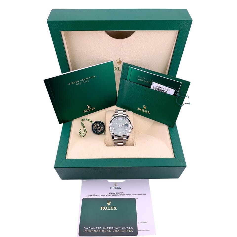 Rolex | Day-Date | 228239-0007 | White gold | 40 mm | White gold | Blue | Automatic