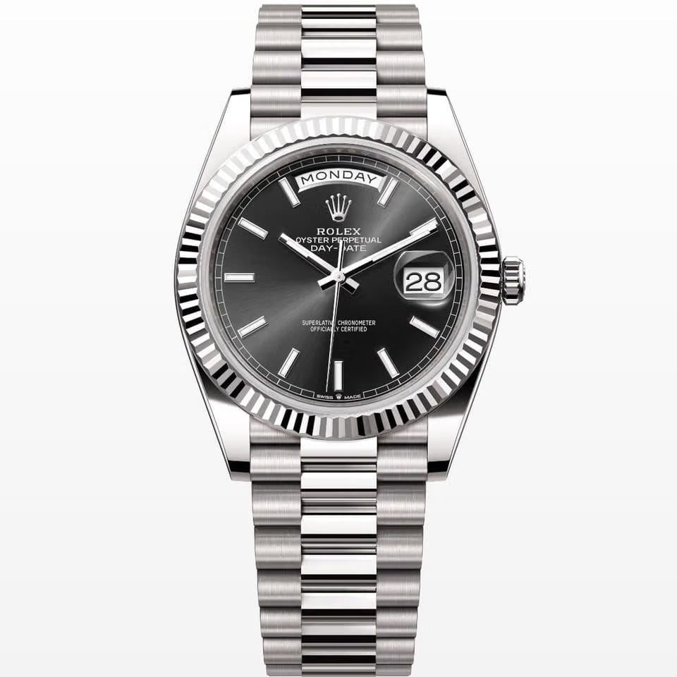 Rolex | Day-Date | 228239 | White gold | 40 mm | White gold | Black | Automatic