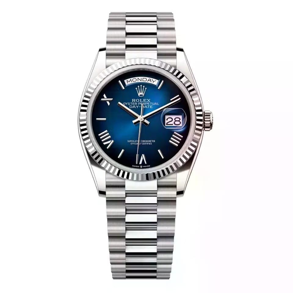 Rolex | Day-Date | 128239-0063 | 36 mm | White gold | Blue | Automatic