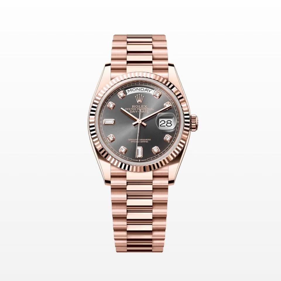 Rolex | Day-Date | 128235 | Rose gold | 36 x 43 mm | Rose gold | Grey | Automatic