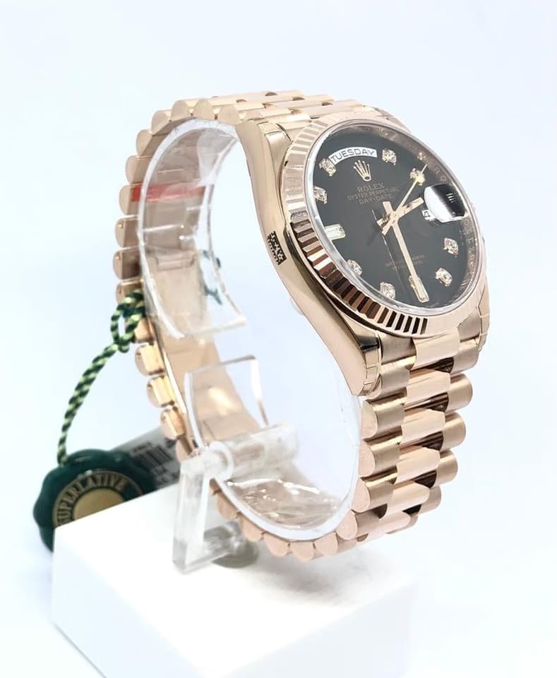 Rolex | Day-Date | 128235 | Rose gold | 36 mm | Rose gold | Brown | Automatic