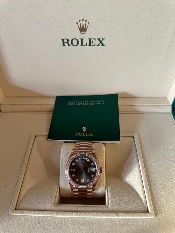 Rolex | Day-Date | 128345RBR | Rose gold | 36 x 43 mm | Rose gold | Grey | Automatic