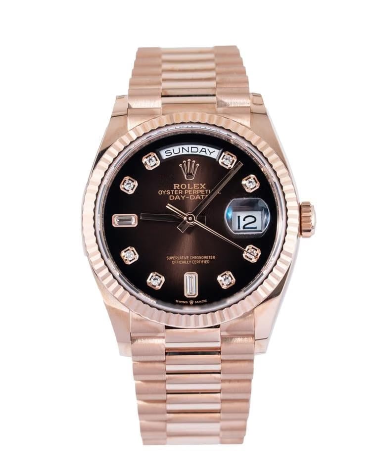 Rolex | Day-Date | 128235 | Rose gold | 36 mm | Brown | Automatic