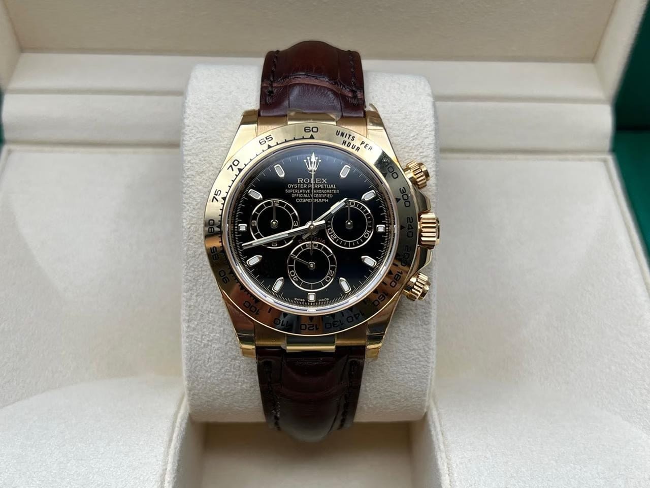 Rolex | Daytona | 116518 | Yellow gold | 40 mm | Leather | Blue | Automatic