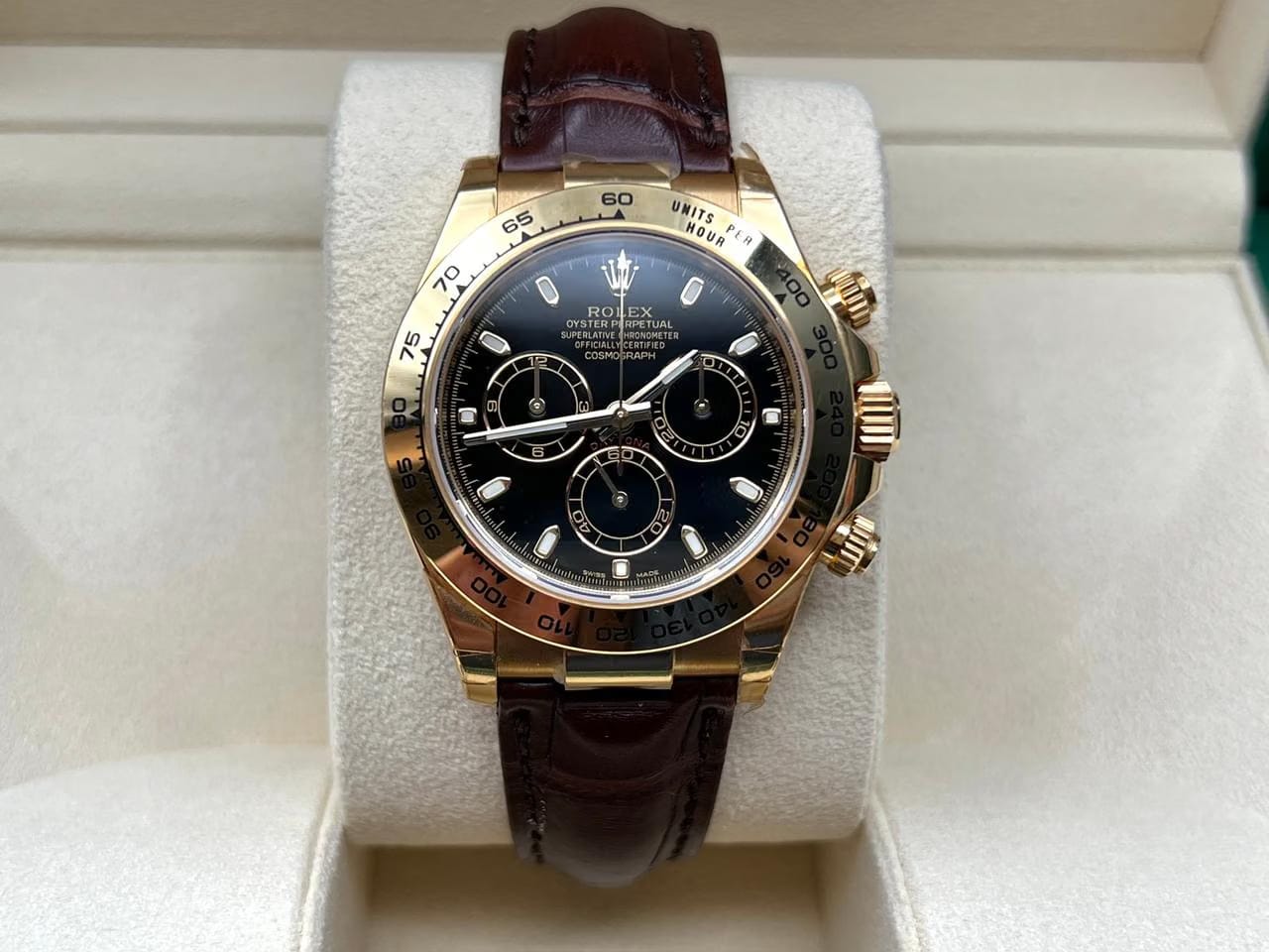Rolex | Daytona | 116518 | Yellow gold | 40 mm | Leather | Blue | Automatic