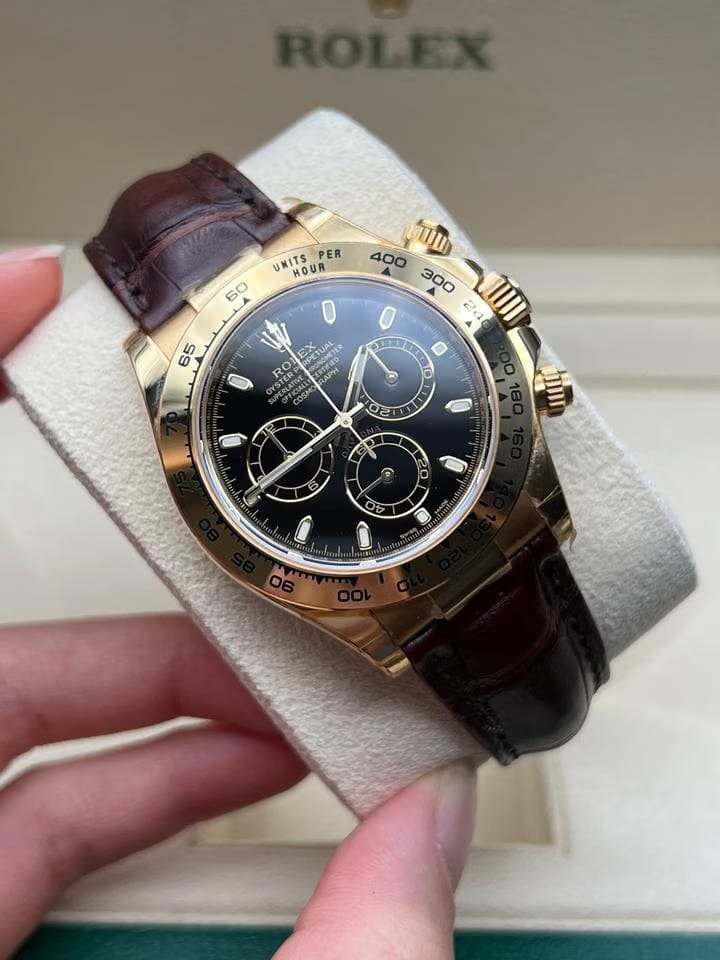 Rolex | Daytona | 116518 | Yellow gold | 40 mm | Leather | Blue | Automatic