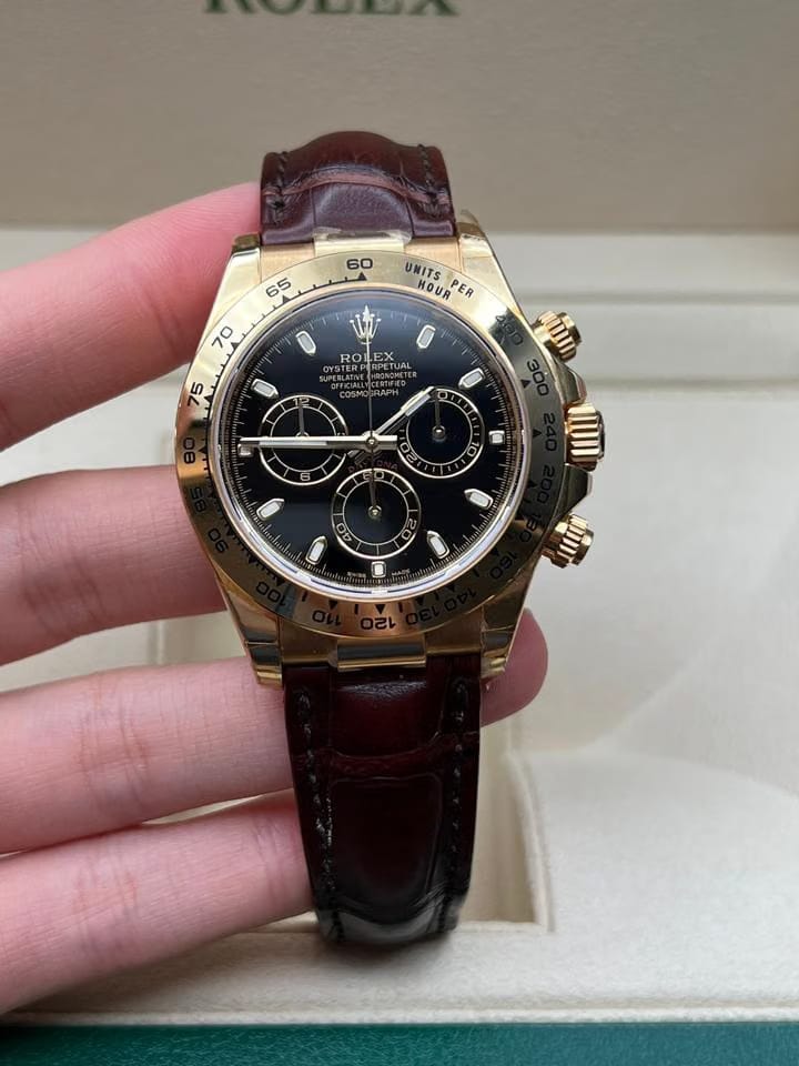 Rolex | Daytona | 116518 | Yellow gold | 40 mm | Leather | Blue | Automatic