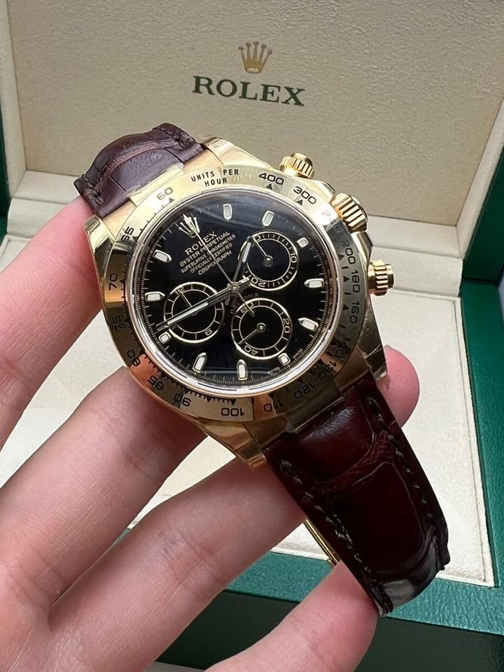 Rolex | Daytona | 116518 | Yellow gold | 40 mm | Leather | Blue | Automatic