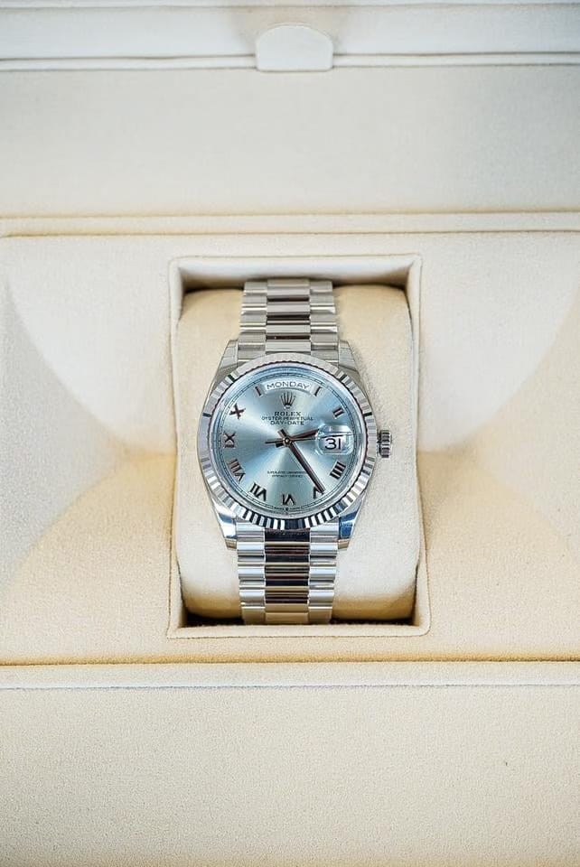 Rolex | Day-Date | 128236 | Platinum | 36 mm | Platinum | Blue | Automatic