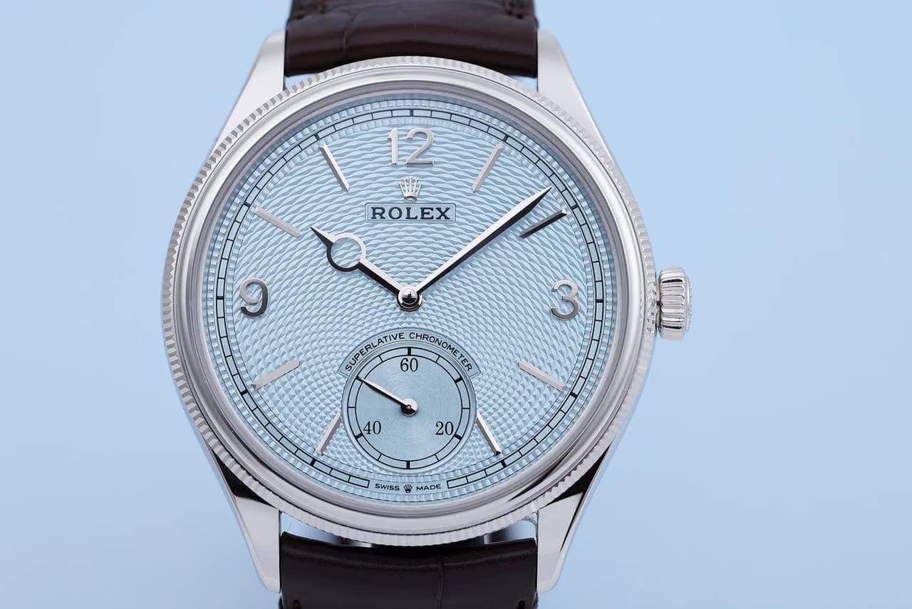 Rolex | 1908 | 19G1J310 | Platinum | 39 mm | Leather | Blue | Automatic