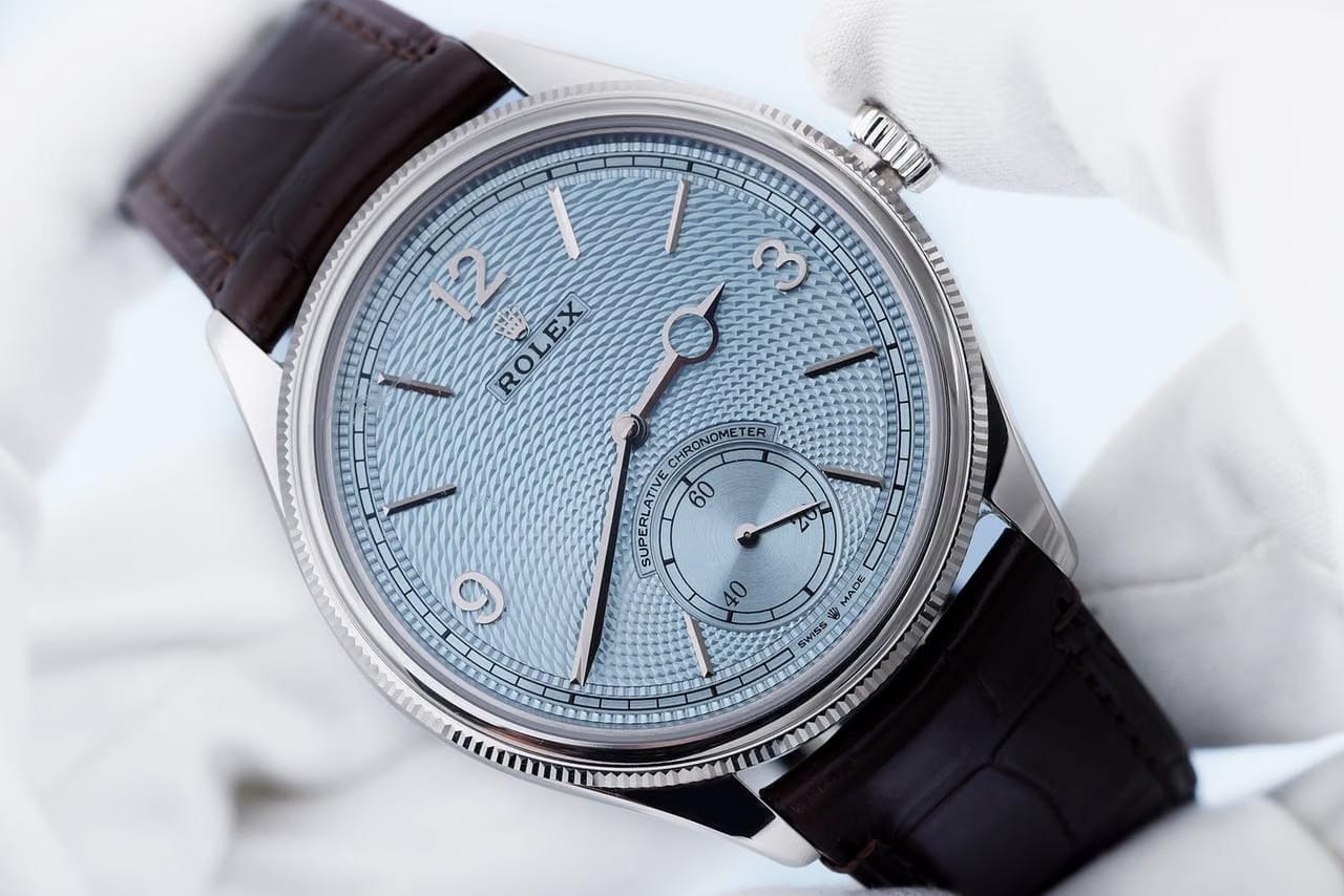 Rolex | 1908 | 19G1J310 | Platinum | 39 mm | Leather | Blue | Automatic