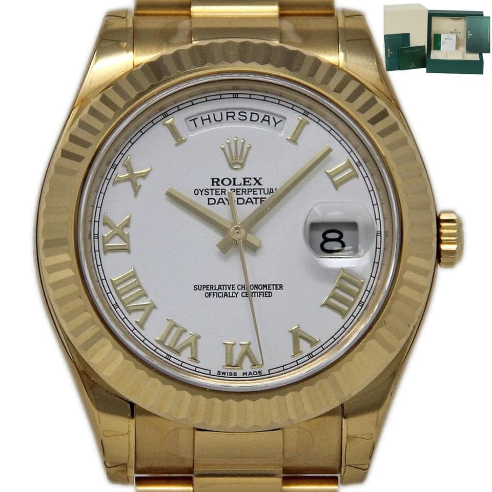 Rolex | Day-Date | 218238 | Yellow gold | 41 mm | Yellow gold | White | Automatic