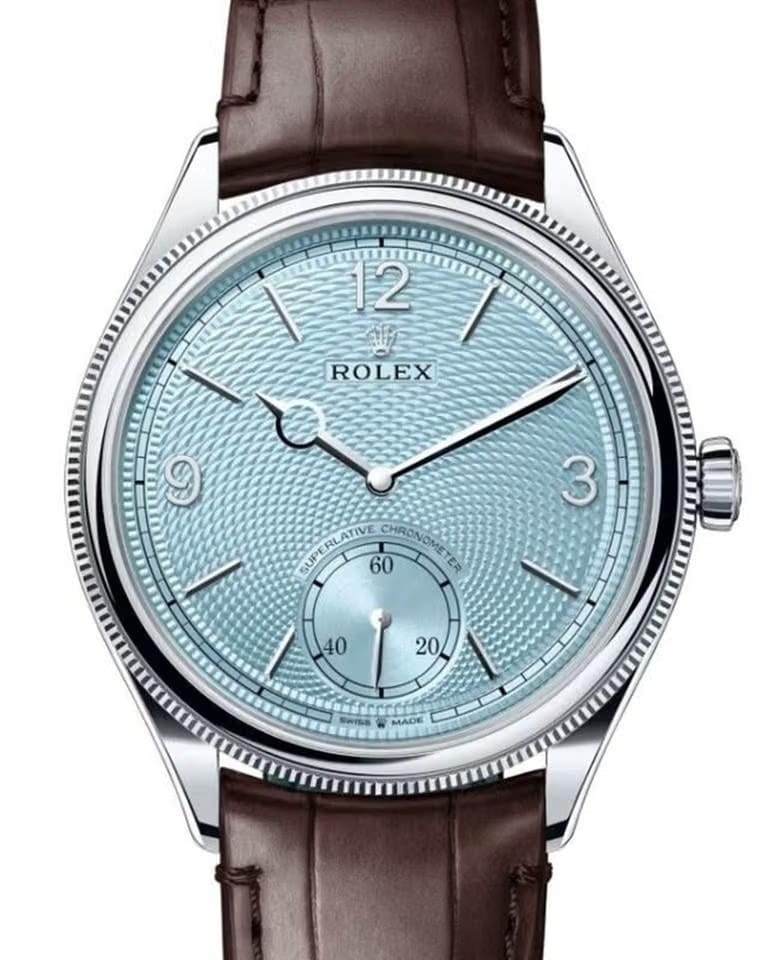 Rolex | 1908 | 52506 | Platinum | 39 x 40 mm | Leather | Blue | Automatic