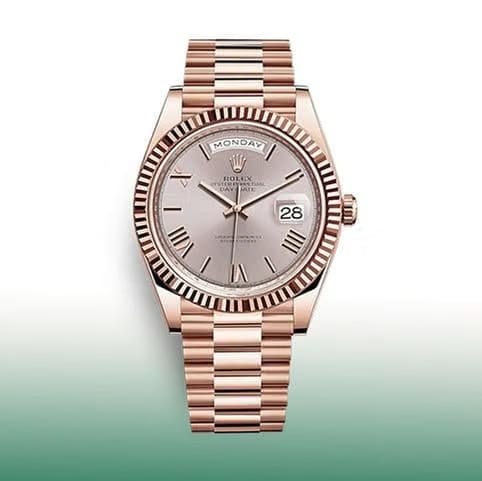 Rolex | Day-Date | 228235 | Rose gold | 40 mm | Rose gold | Silver | Automatic
