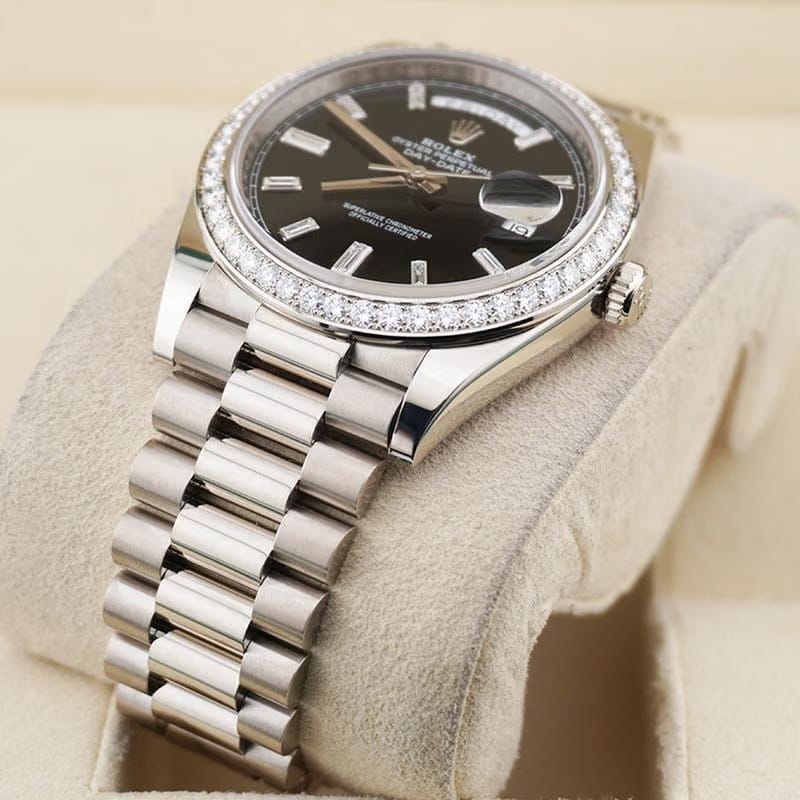 Rolex | Day-Date | 228349RBR | White gold | 40 x 48 mm | White gold | Black | Automatic