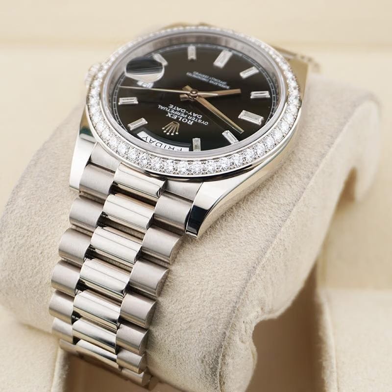 Rolex | Day-Date | 228349RBR | White gold | 40 x 48 mm | White gold | Black | Automatic