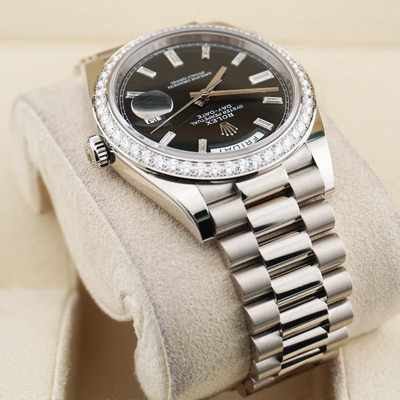 Rolex | Day-Date | 228349RBR | White gold | 40 x 48 mm | White gold | Black | Automatic