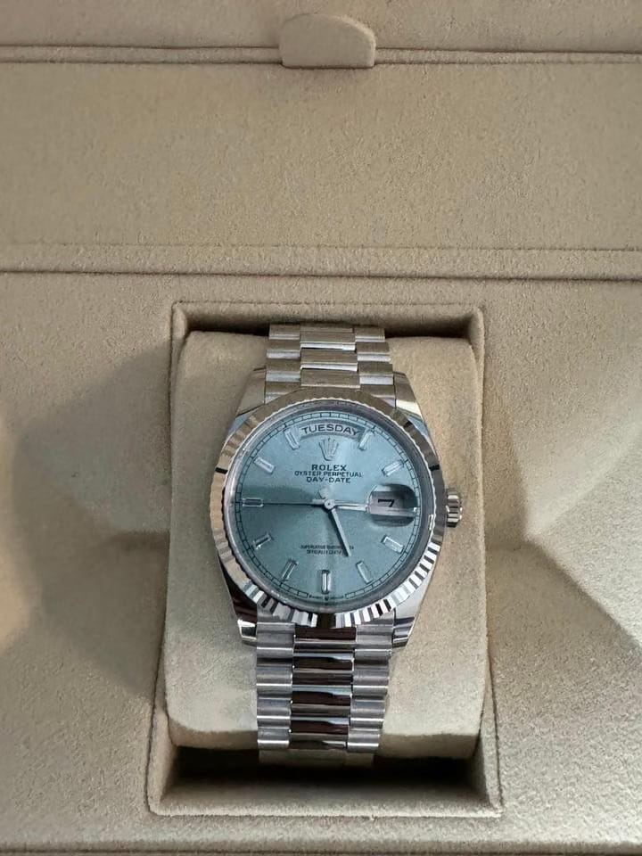 Rolex | Day-Date | 128236 | Platinum | 36 mm | Platinum | Turquoise | Automatic