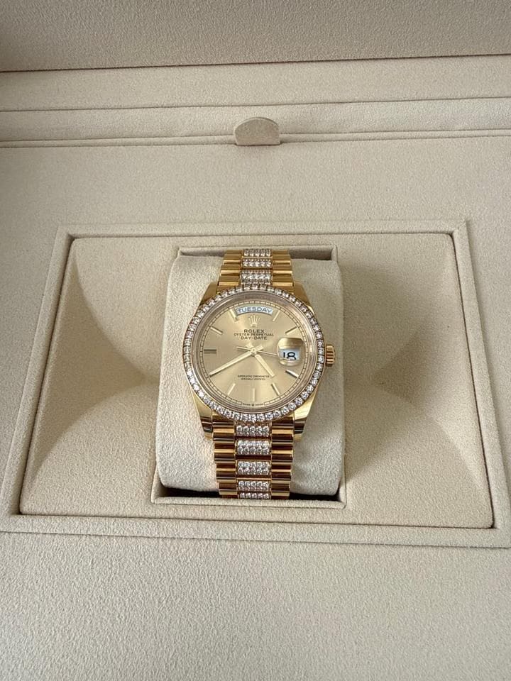 Rolex | Day-Date | 128348RBR | Yellow gold | 36 x 43 mm | Yellow gold | Champagne | Automatic