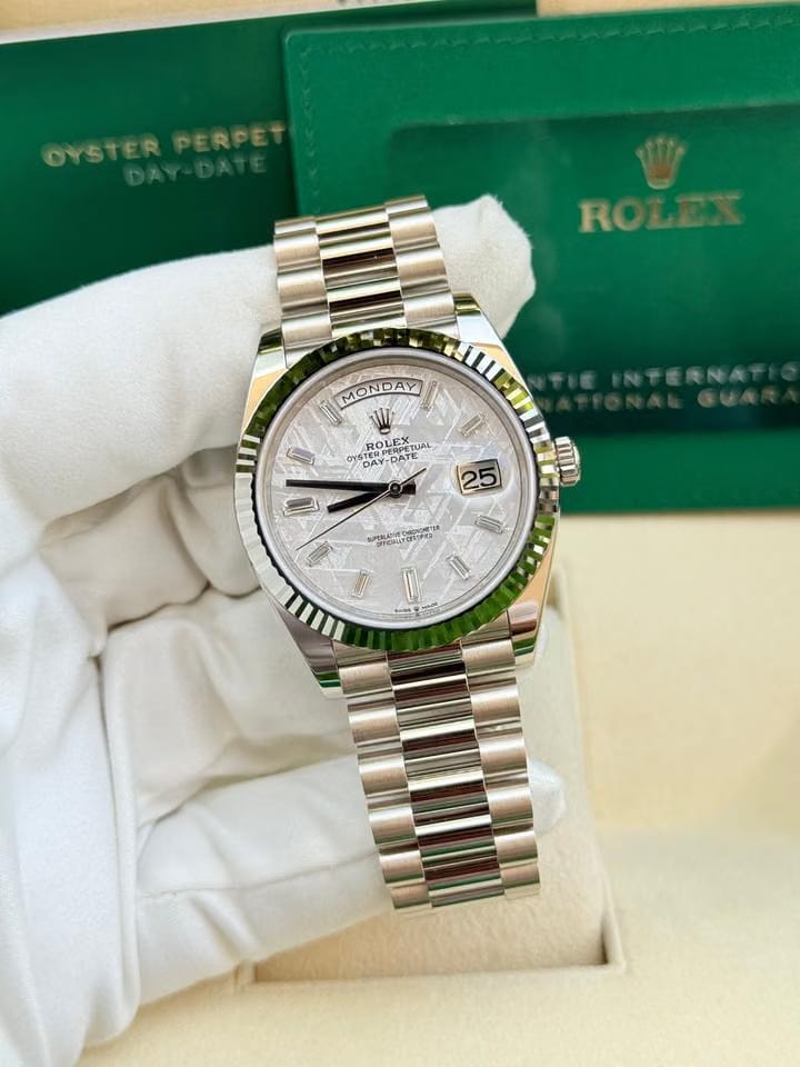 Rolex | Day-Date | 228239 | White gold | 40 mm | White gold | Silver (solid) | Automatic
