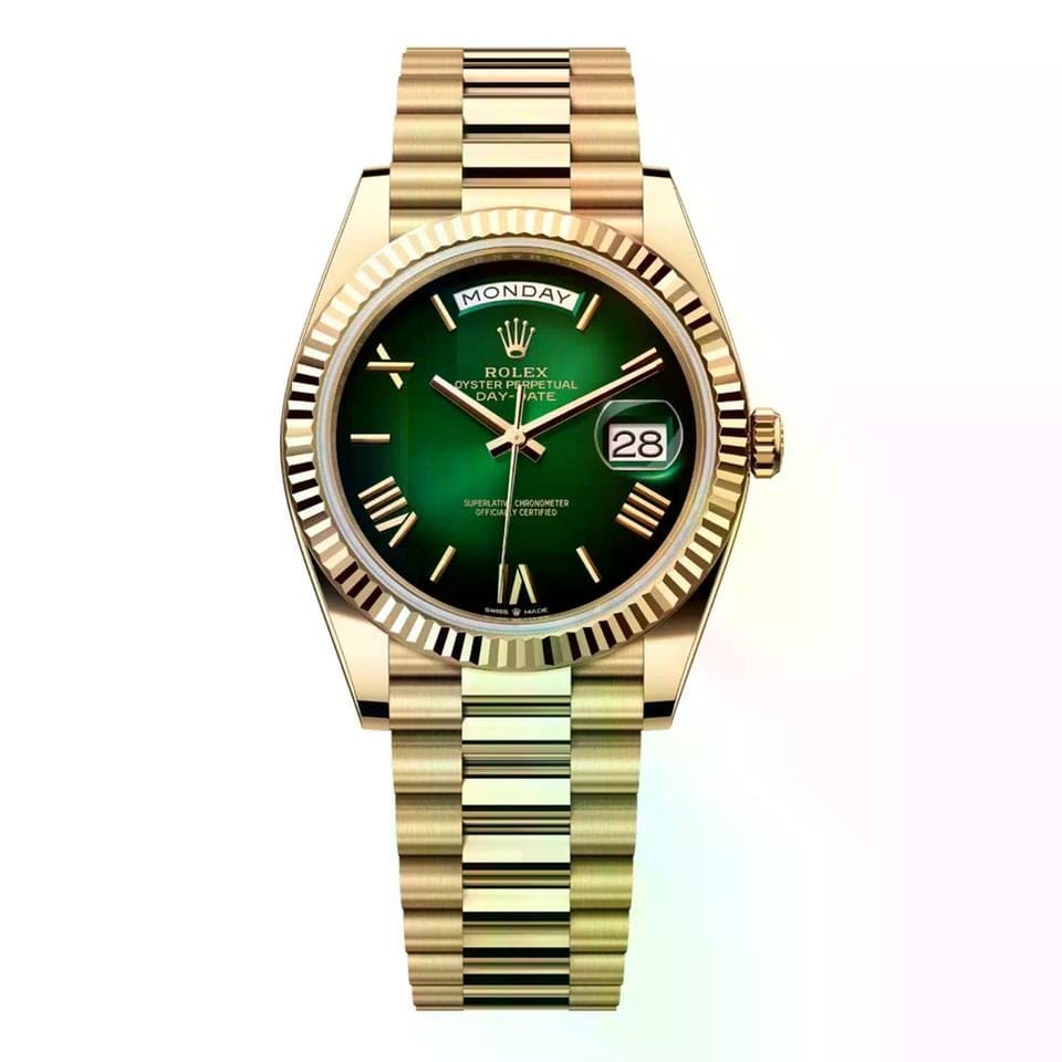 Rolex | Day-Date | 228238-0069 | 40 mm | Yellow gold | Green | Automatic
