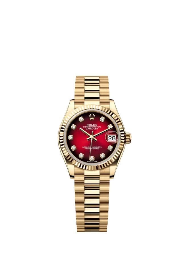 Rolex | Datejust | 278278 | Yellow gold | 31 x 37 mm | Yellow gold | Red | Automatic