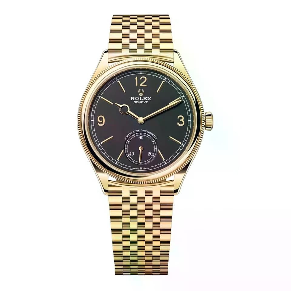 Rolex | 1908 | 52508-0007 | 39 mm | Yellow gold | Black | Automatic