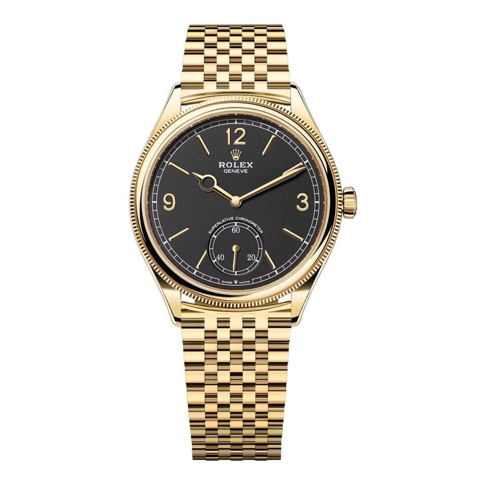 Rolex | 1908 | 52508-0007 | 39 mm | Yellow gold | Black | Automatic