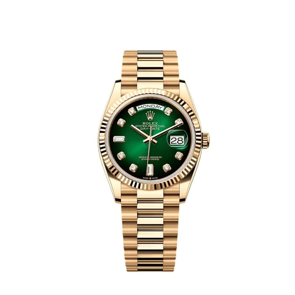 Rolex | Day-Date | 128238 | Steel | 36 mm | Gold/Steel | Green | Automatic