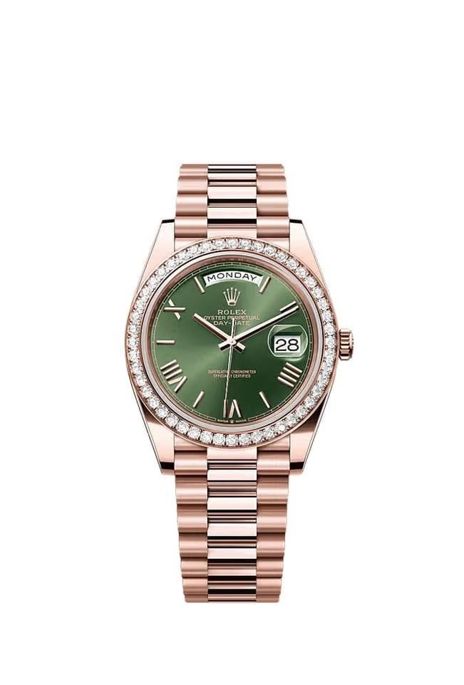 Rolex | Day-Date | 228345RBR | Rose gold | Rose gold | Green | Automatic