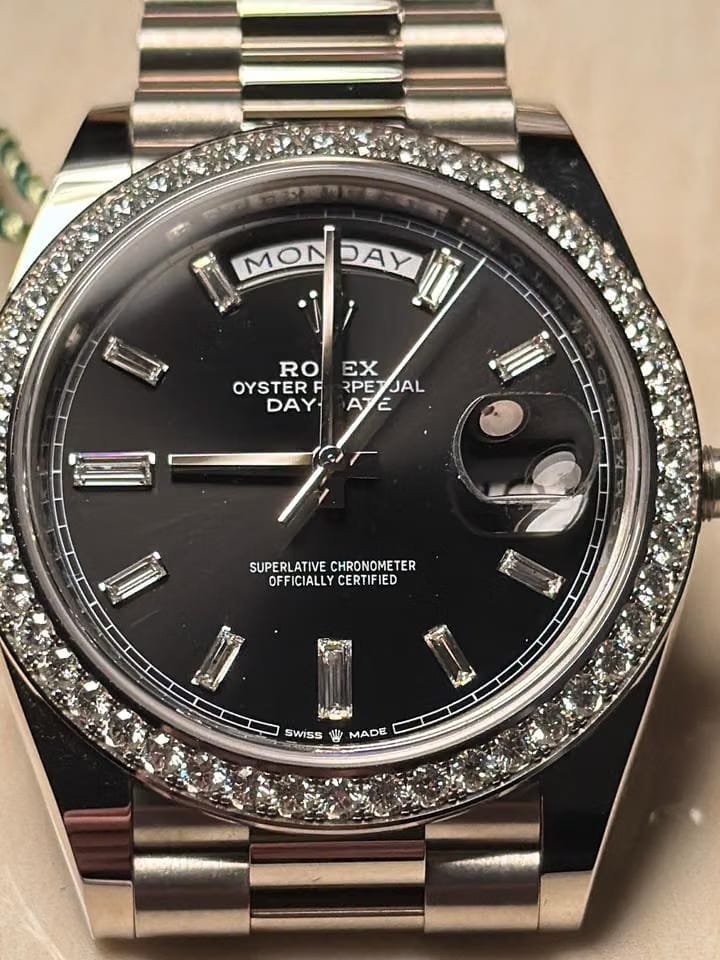 Rolex | Day-Date | 228349RBR | White gold | 40 mm | White gold | Black | Automatic