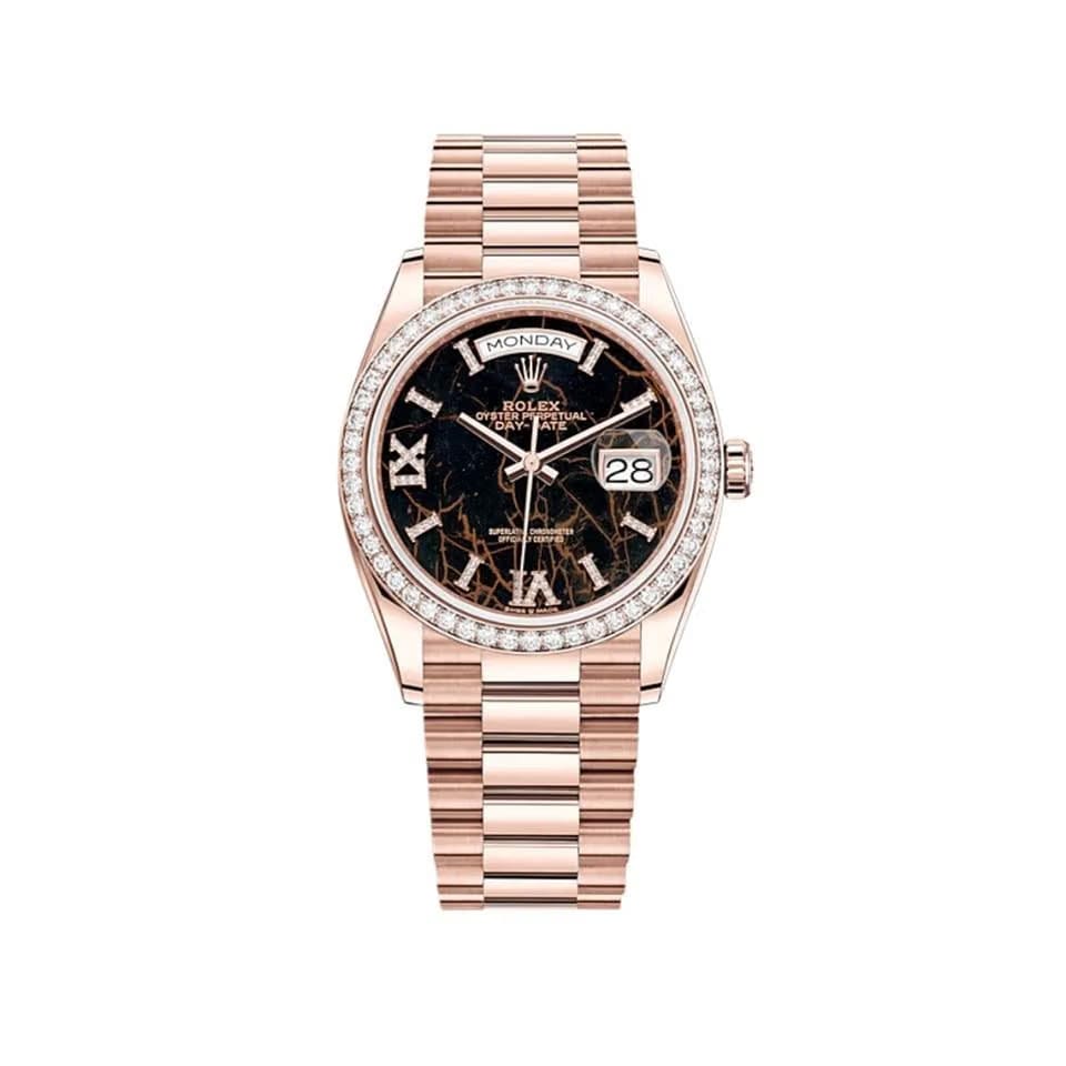 Rolex | Day-Date | 128345RBR | Rose gold | 36 mm | Rose gold | Brown | Automatic