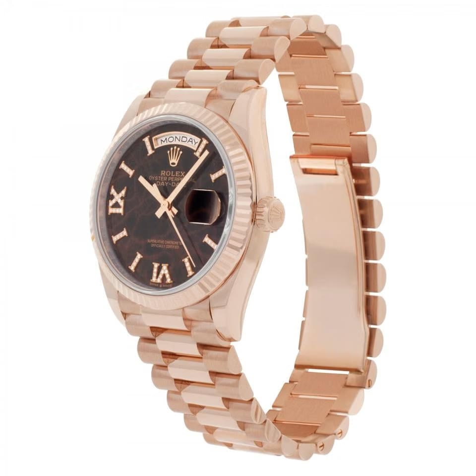 Rolex | Day-Date | 128345RBR | Rose gold | 36 mm | Rose gold | Brown | Automatic